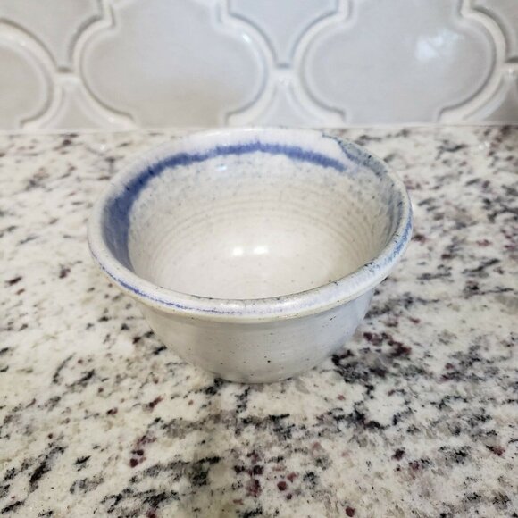 Vintage Milligan RP Pottery Stoneware Serving Chip and Dip Bowl Set Blue Speckle - Picture 9 of 12